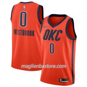 Maglia NBA Oklahoma City Thunder Russell Westbrook 0 2018-19 Nike Arancione Swingman - Uomo
